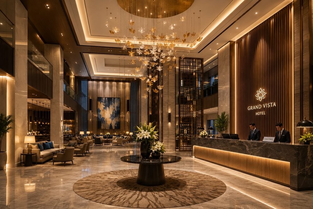 Luxury hotel lobby
