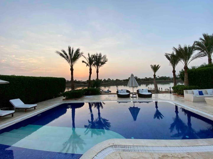 Pool at sunset