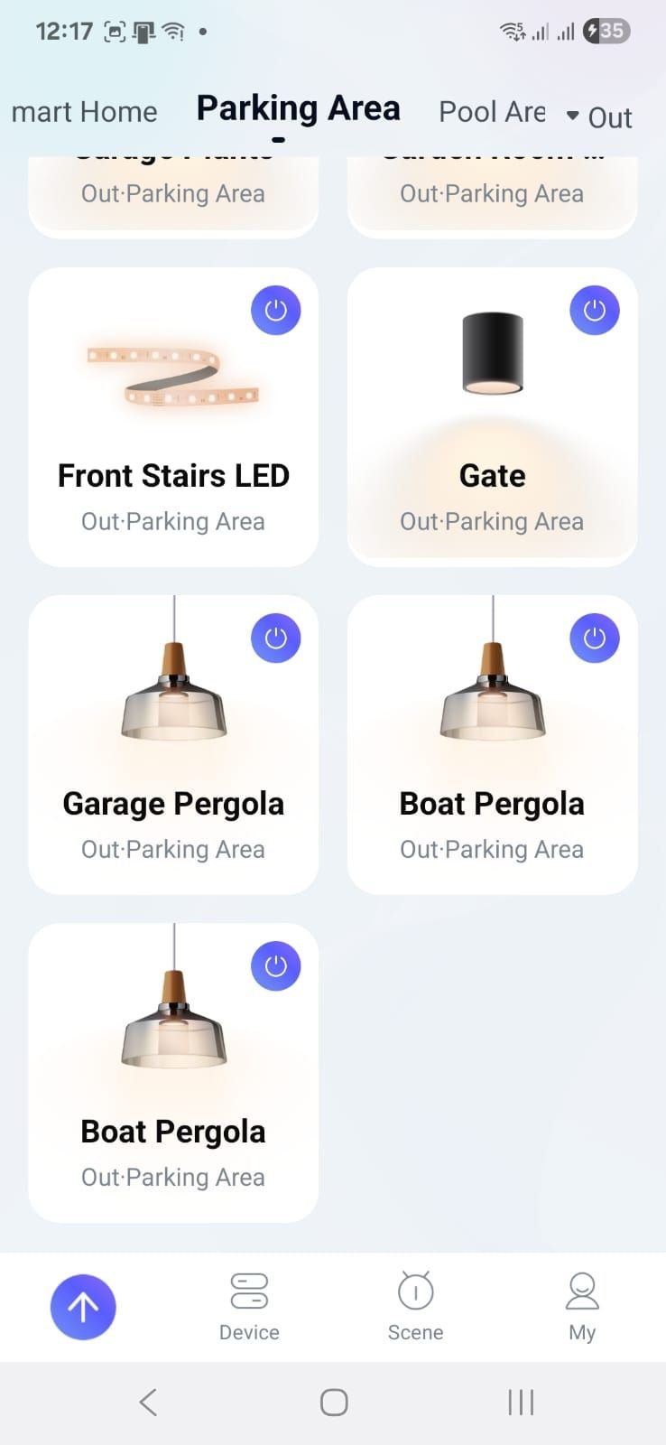 App parking and pergolas