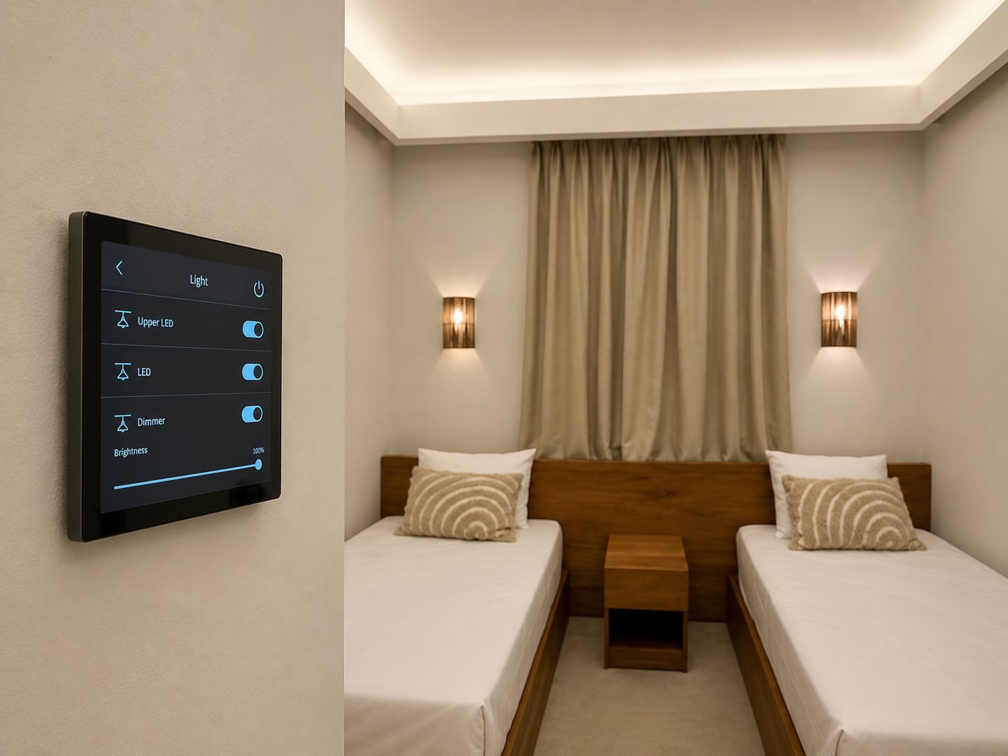 Granite touch panel in a bedroom
